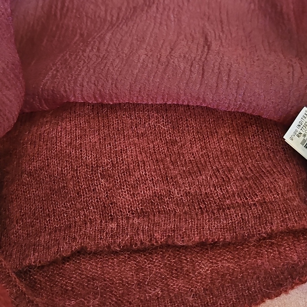 ZARA Dark Purple Alpaca Wool Lined Long Sleeve Organza Festival Crop Top - Picture 11 of 11
